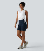 Crossover Cut-out Back Drawstring Hem Workout Tank Top — White — view 8