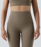 High Waisted Anti-Roll Tummy Control Shaping Workout Leggings with Pockets — Dawn Brown — view 6