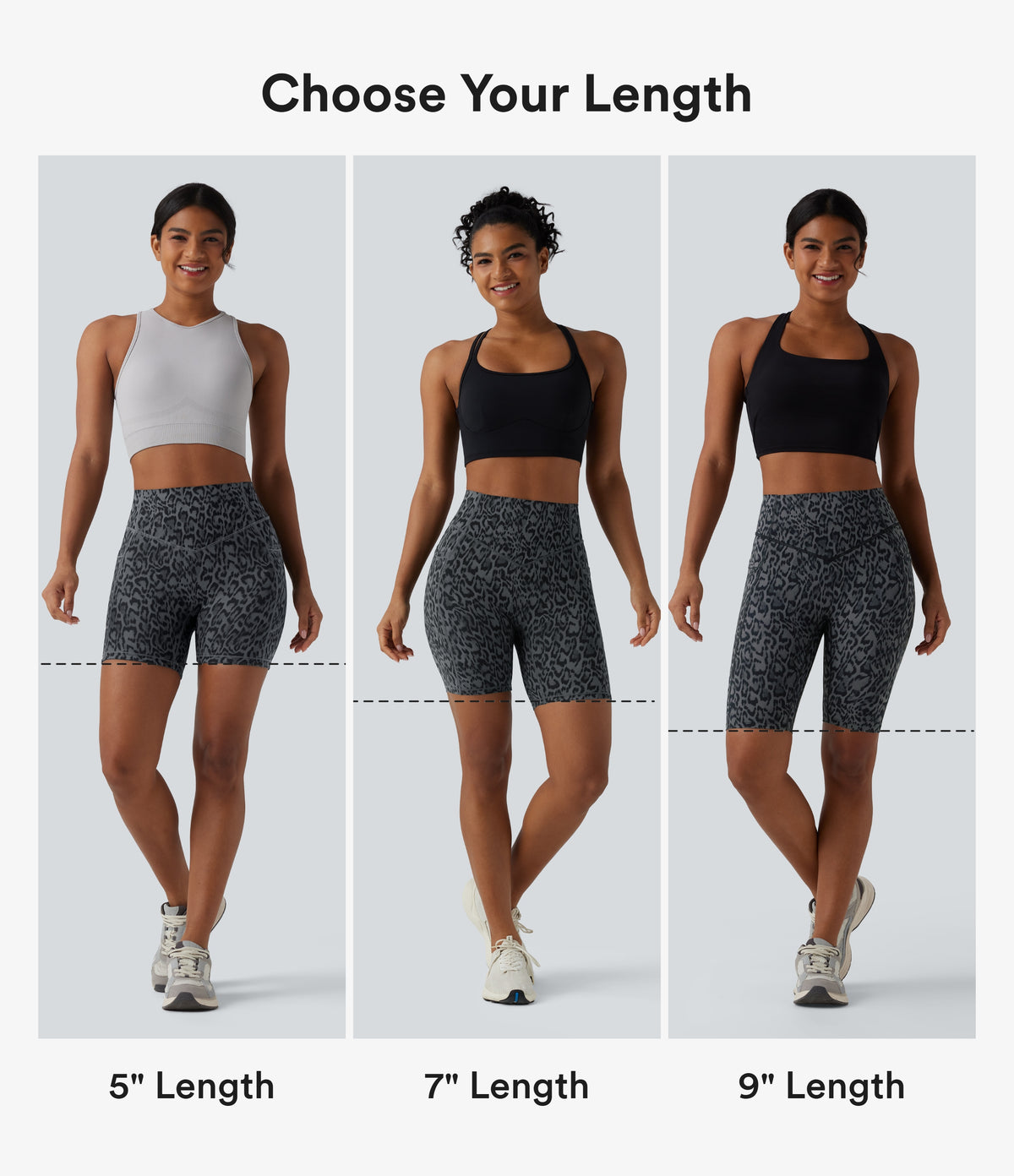 Leopard Print High Waisted Scrunch Butt Lifting Tummy Control Training Biker Shorts 7'' with Pockets — Shadow Leopard — view 2