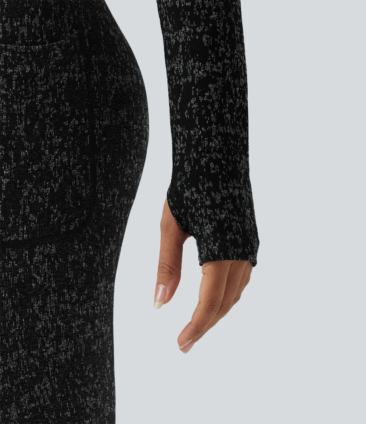 OneForm Seamless Flow Zipper Long Sleeve Thumb Hole Yoga Jacket — Black — view 5