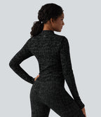 OneForm Seamless Flow Zipper Long Sleeve Thumb Hole Yoga Jacket — Black — view 2