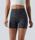 Leopard Print High Waisted Tummy Control Training Biker Shorts 5'' with Pockets — Shadow Leopard — view 4