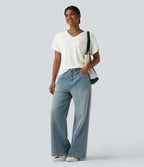 V-neck Short Sleeve Ruched Plain Casual T-Shirt — White — view 7