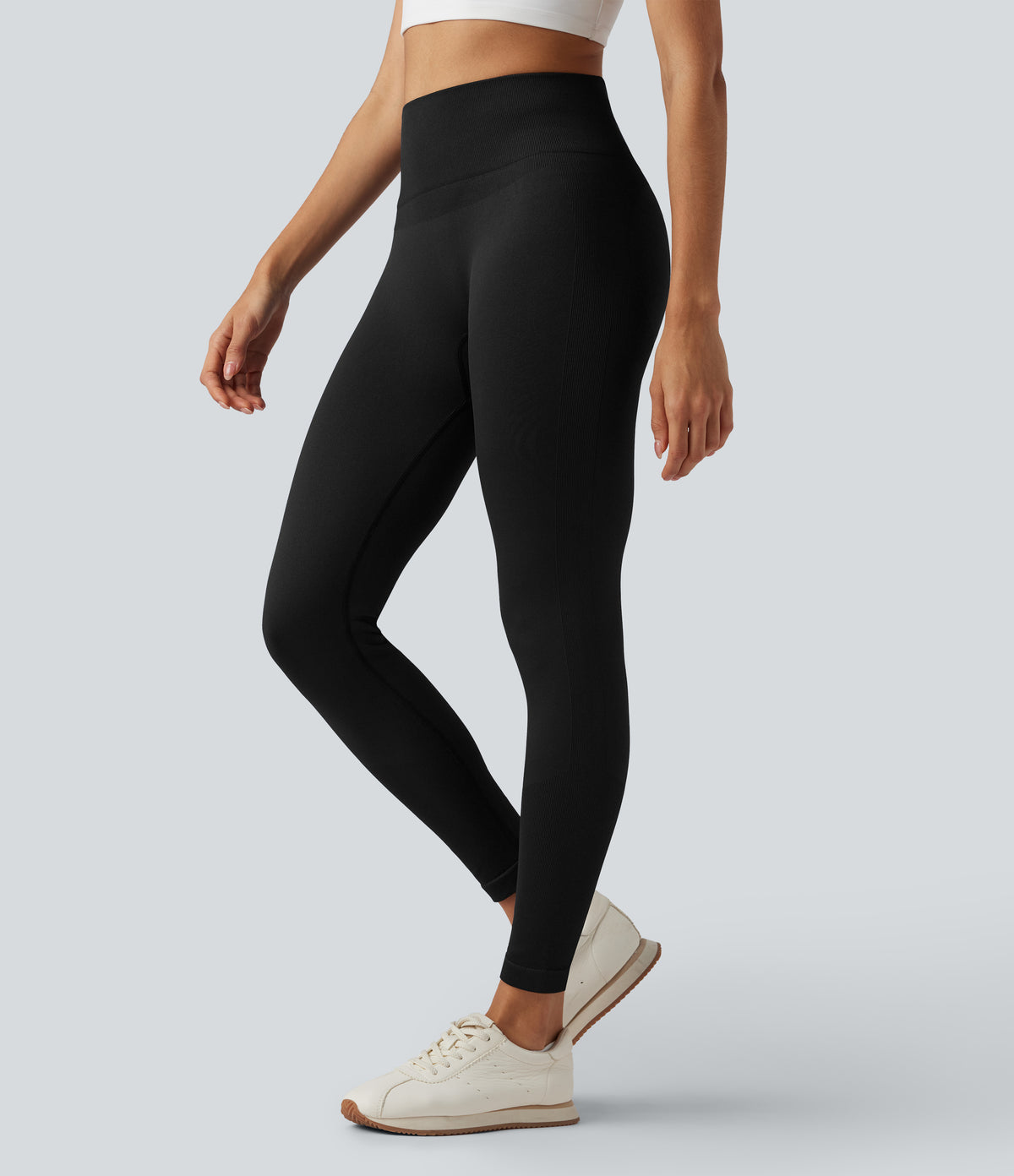 OneForm Seamless Flow High Waisted Yoga Leggings — Black — view 3