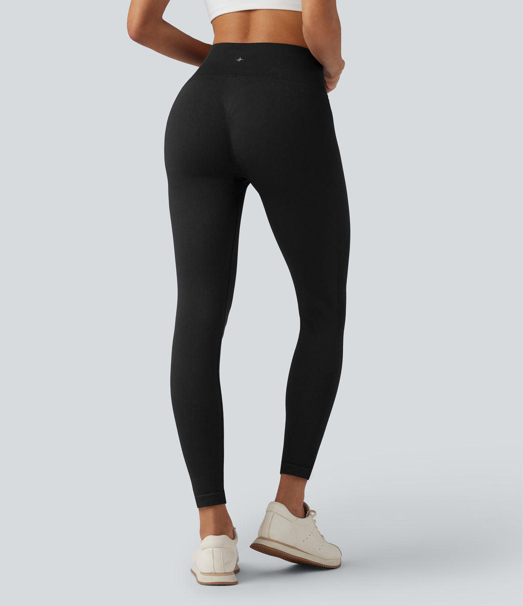 OneForm Seamless Flow High Waisted Yoga Leggings — Black — view 2