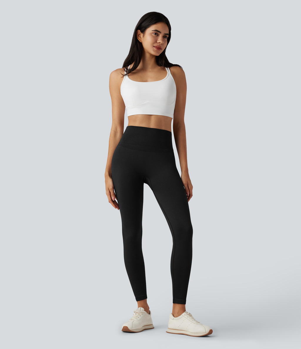 OneForm Seamless Flow High Waisted Yoga Leggings — Black — view 6