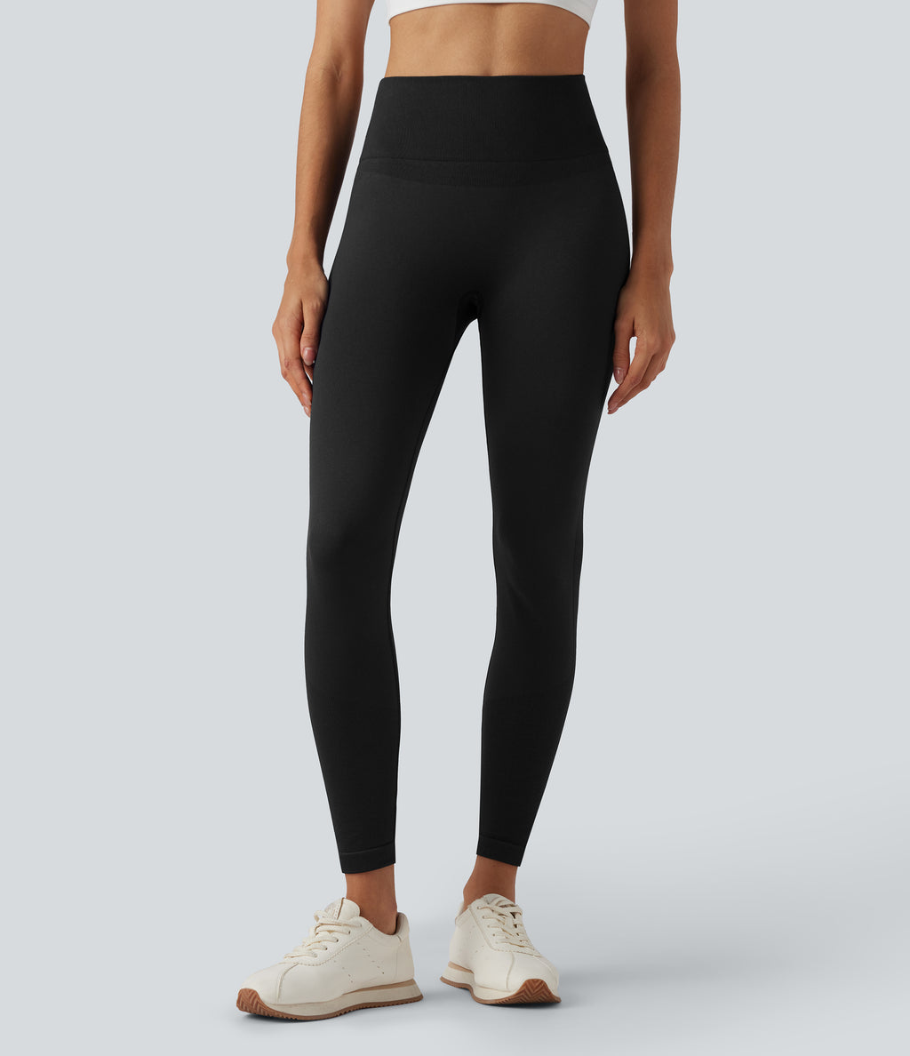 OneForm Seamless Flow High Waisted Yoga Leggings — Black — view 1