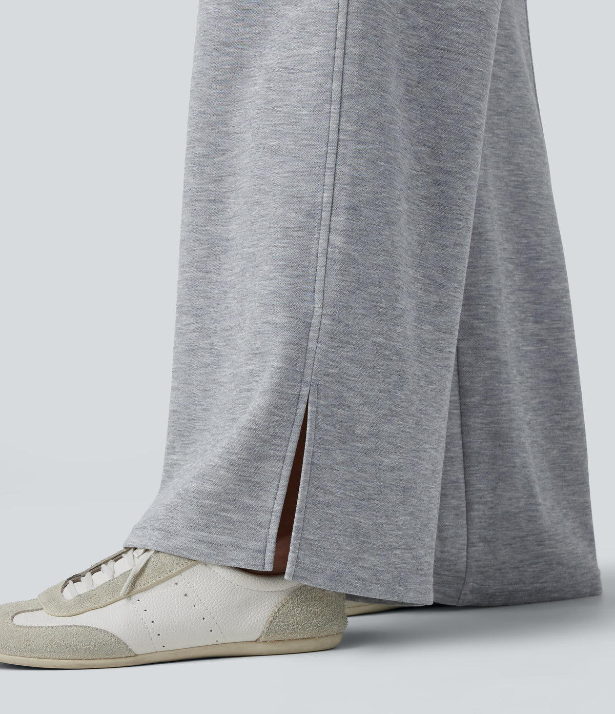 SpacerTek High Waisted Straight Leg Casual Sweatpants with Pockets — Grey Space — view 5