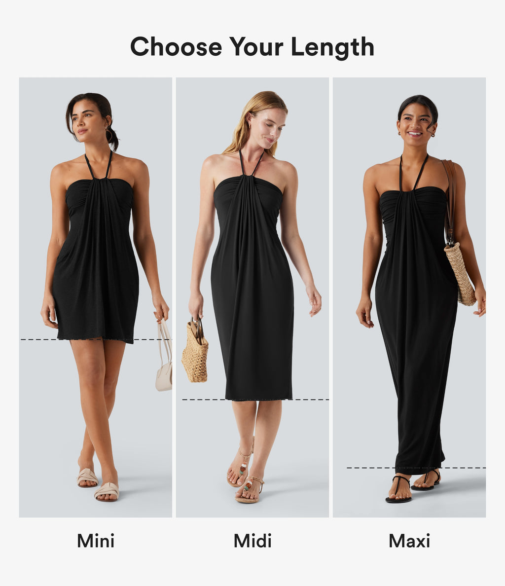 Halter Tie Back Maxi Dress with Pockets — Aquifer — view 2