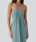 Halter Tie Back Maxi Dress with Pockets — Aquifer — view 6