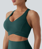 Light Support V Neck Racerback Running Sports Bra DD-F Cups — June Bug — view 6
