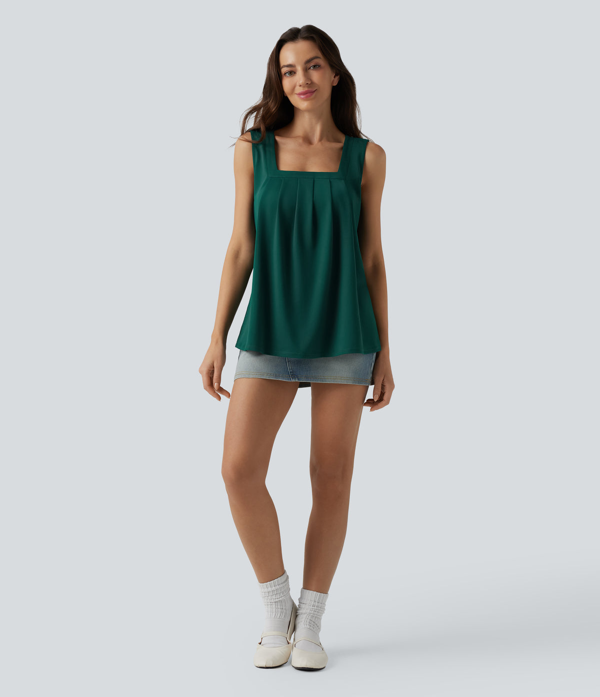 Square Neck Casual Tank Top — Rain Forest — view 5
