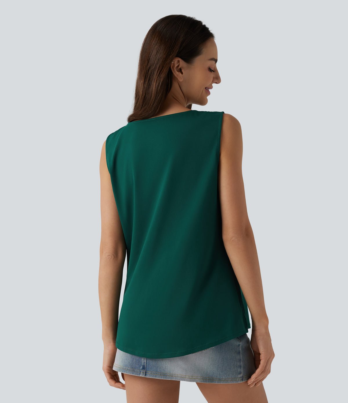 Square Neck Casual Tank Top — Rain Forest — view 2