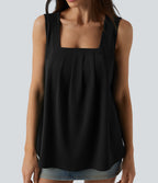 Square Neck Casual Tank Top — Black — view 6