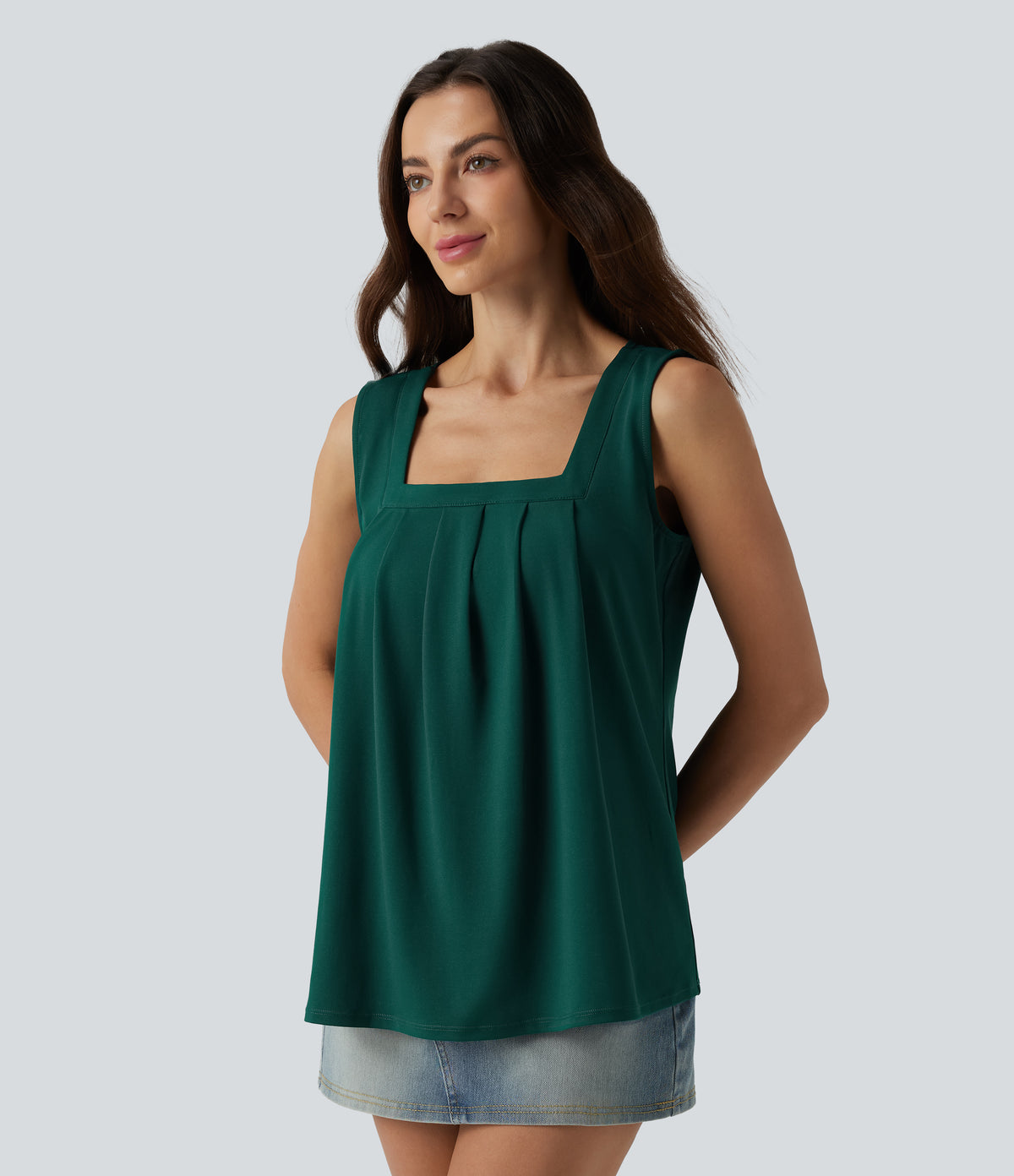 Square Neck Casual Tank Top — Rain Forest — view 3