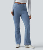 Mid Rise Stripe Flare Casual Jeans with Pockets — Blue Jasper Denim — view 3