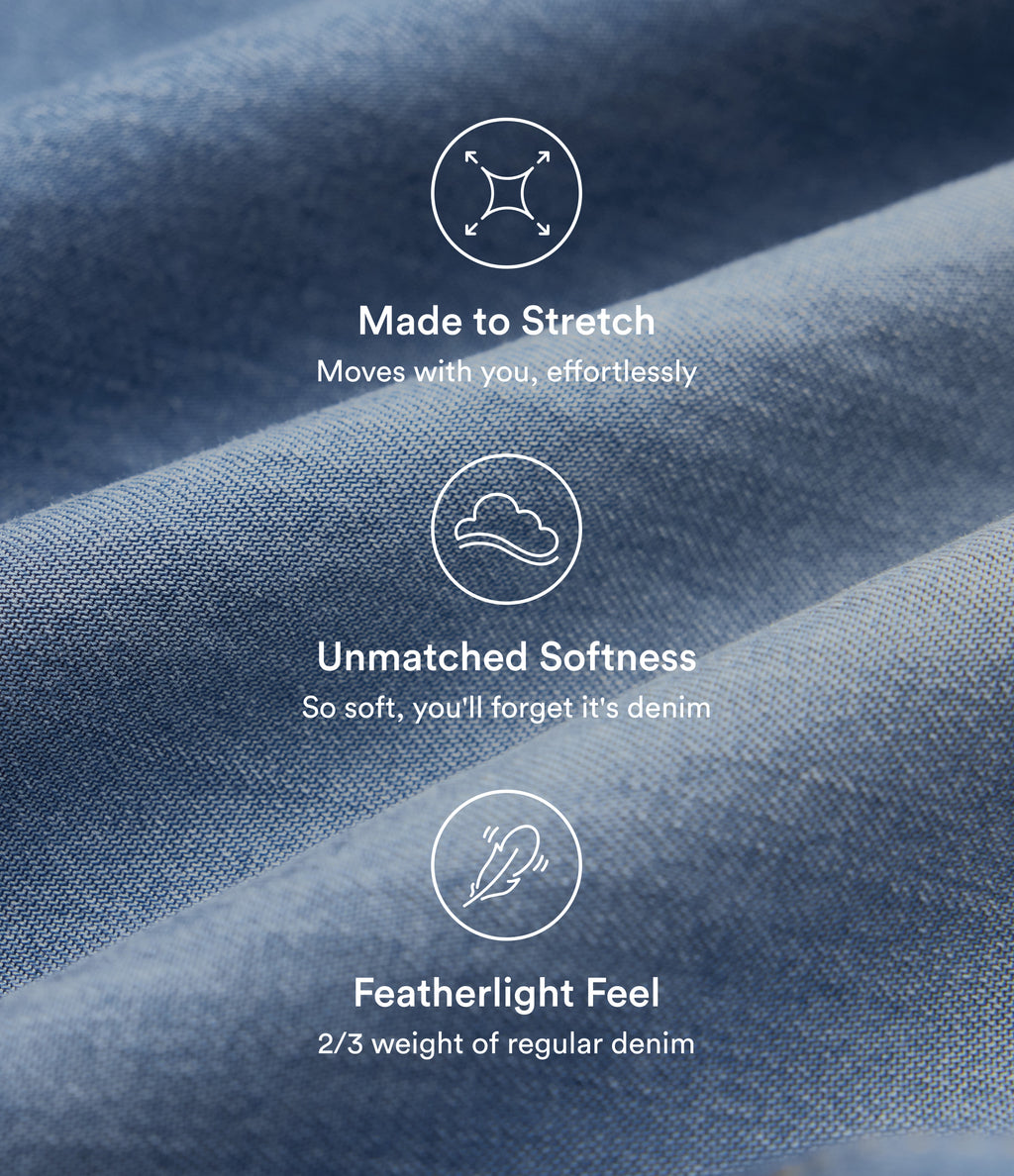 Mid Rise Draped Lyocell Washed Casual Baggy Wide Leg Jeans with Pockets — Blue Jasper Denim — view 3