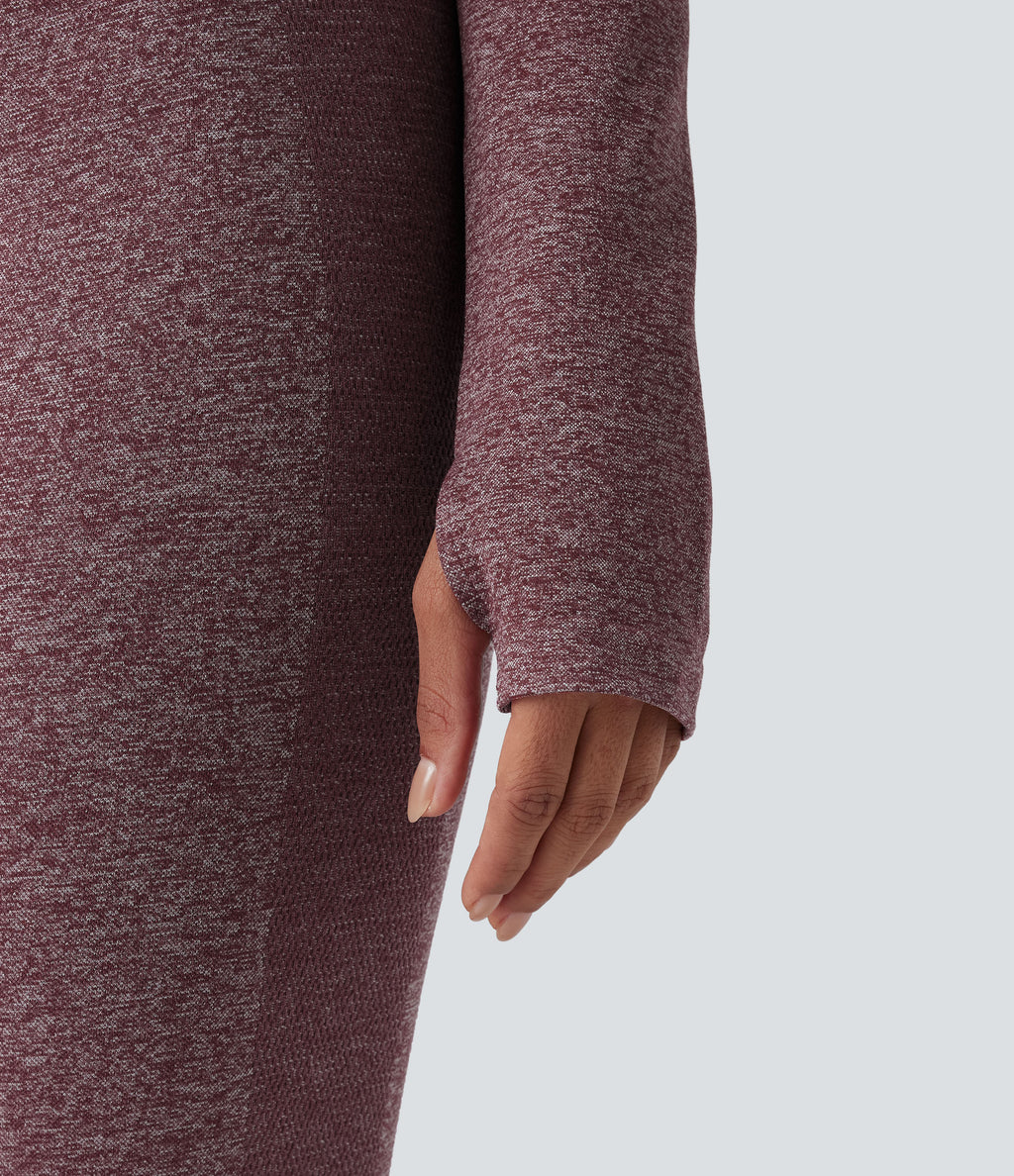 OneForm Seamless Flow Stand Collar Zipper Long Sleeve Thumb Hole Yoga Warming Jacket — Renaissance Rose — view 5