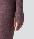OneForm Seamless Flow Stand Collar Zipper Long Sleeve Thumb Hole Yoga Warming Jacket — Renaissance Rose — view 5