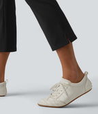 Mid Rise Split Cropped Work Bootcut Trousers with Pocket — Black — view 6