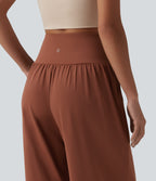 Airy Crossover High Waisted InstantCool Casual Baggy Trousers with Pockets — Sequoia — view 5