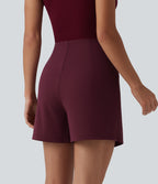 Wrinkle-resistant High Waisted Longer Mini Work Skort — Amaranth — view 2