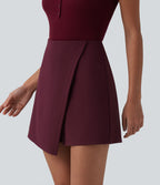 Wrinkle-resistant High Waisted Longer Mini Work Skort — Amaranth — view 3