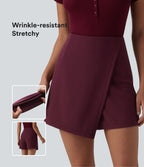 Wrinkle-resistant High Waisted Longer Mini Work Skort — Amaranth — view 1