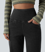 High Waisted Tummy Control Straight Leg Casual Jeans with Pockets — Phantom Denim — view 5