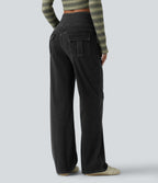 High Waisted Tummy Control Straight Leg Casual Jeans with Pockets — Phantom Denim — view 2