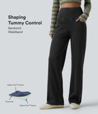 High Waisted Tummy Control Straight Leg Casual Jeans with Pockets — Phantom Denim — view 1