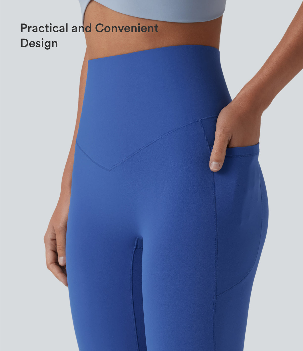 High Waisted Tummy Control Dance Balloon Joggers with Pockets — Beaucoup Blue — view 4