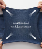 Crossover High Waisted Tummy Control Denim Casual Baggy Bermuda Shorts with Pockets — Estate Blue Denim — view 4