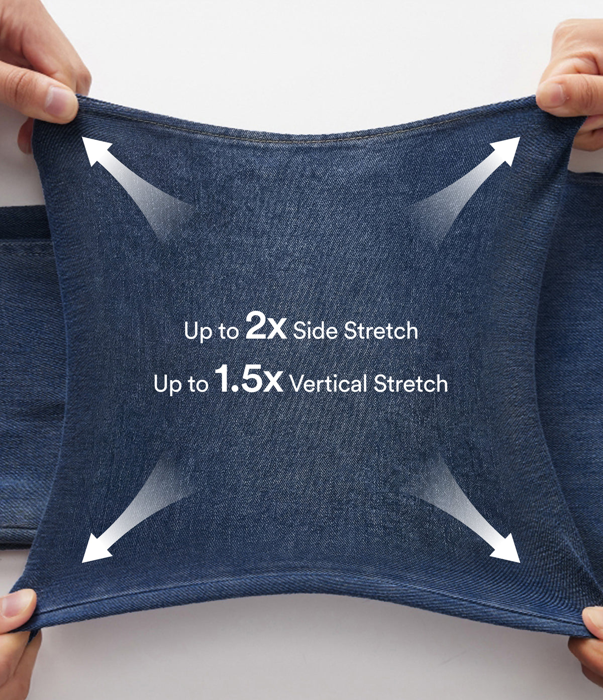 Crossover High Waisted Tummy Control Denim Casual Baggy Bermuda Shorts with Pockets — Estate Blue Denim — view 4