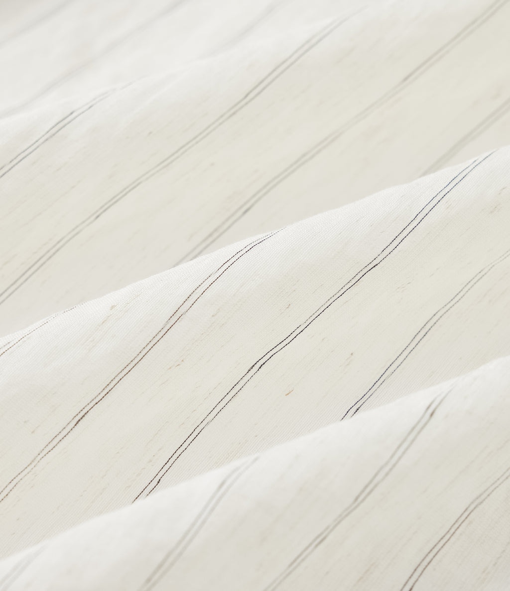 Long Sleeve Stripe Work Linen-Blend Shirt — Ivory Mist — view 8