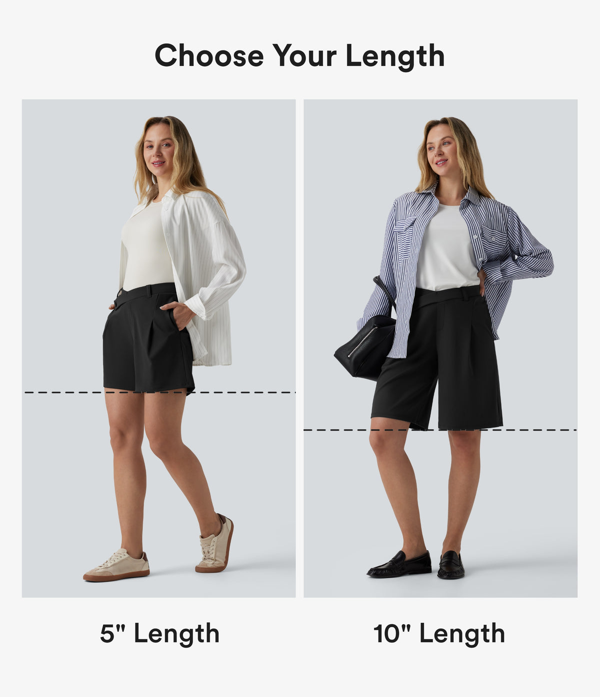 Asymmetric Mid Rise Work Shorts 5'' with Pockets — Black — view 2