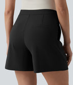 Asymmetric Mid Rise Work Shorts 5'' with Pockets — Black — view 6