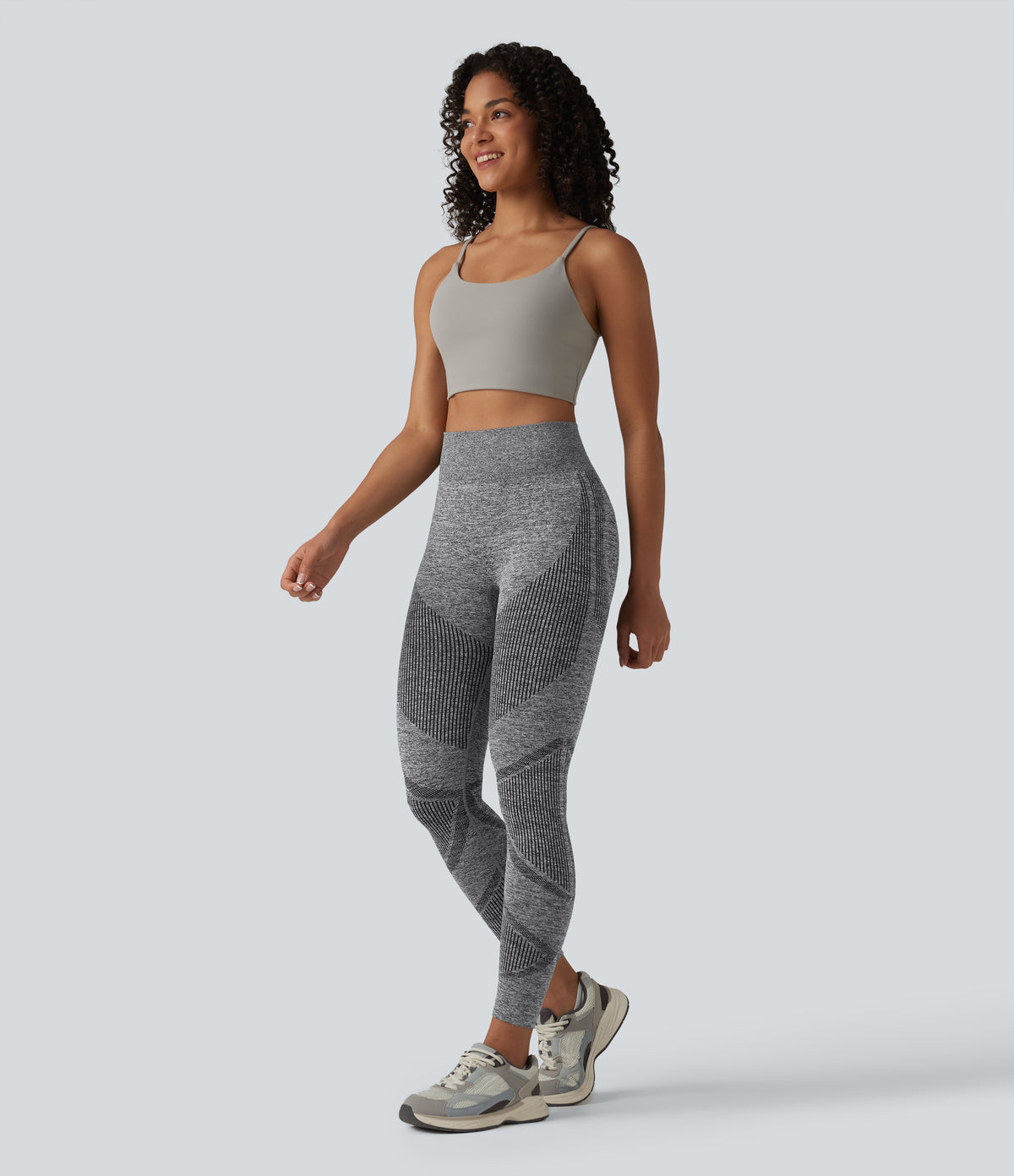 OneForm Seamless Flow High Waisted Heather Yoga Leggings — Volcano Marl — view 6