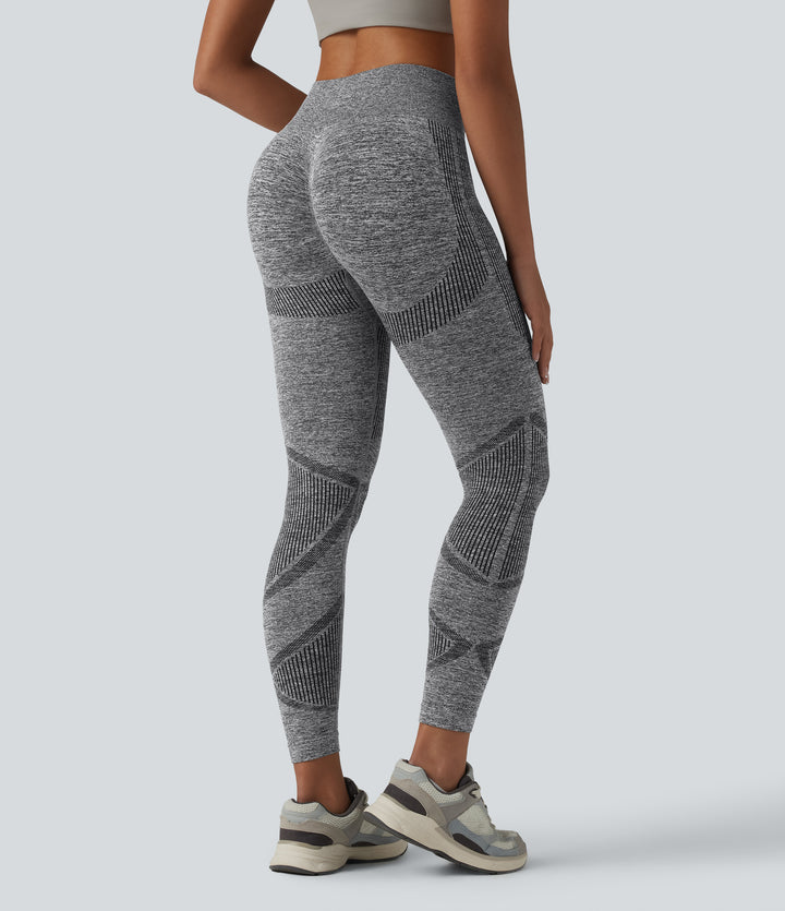 OneForm Seamless Flow High Waisted Heather Yoga Leggings — Volcano Marl — view 1