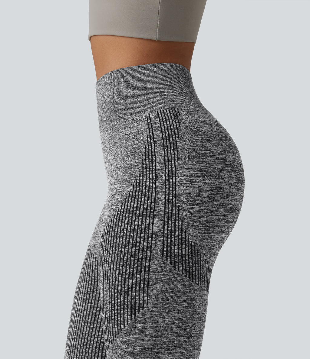 OneForm Seamless Flow High Waisted Heather Yoga Leggings — Volcano Marl — view 5