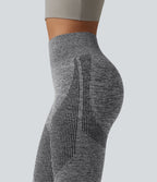 OneForm Seamless Flow High Waisted Heather Yoga Leggings — Volcano Marl — view 5