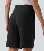 Asymmetric Mid Rise Work Shorts 10'' with Pockets — Black — view 6
