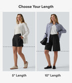 Asymmetric Mid Rise Work Shorts 10'' with Pockets — Black — view 2
