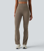 High Waisted Butt Lifting Tummy Control Bootcut Yoga Leggings with Pockets — Dawn Brown — view 3
