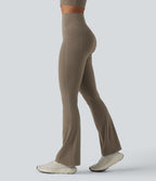 High Waisted Butt Lifting Tummy Control Bootcut Yoga Leggings with Pockets — Dawn Brown — view 1