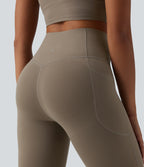 High Waisted Butt Lifting Tummy Control Bootcut Yoga Leggings with Pockets — Dawn Brown — view 5