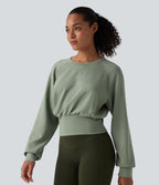 SpacerTek Round Neck Long Sleeve Casual Sweatshirt — Asparagus — view 1