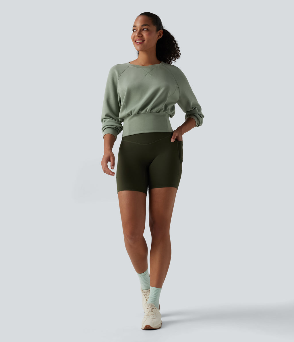 SpacerTek Round Neck Long Sleeve Casual Sweatshirt — Asparagus — view 5