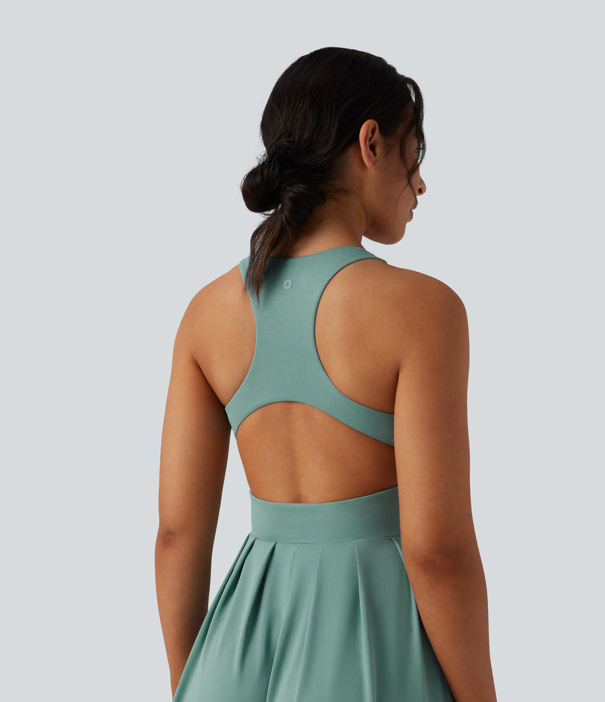Round Neck Racerback Midi Casual Dress with Pockets — Azure — view 4