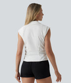 Sleeveless Wrapped Work Shirt — White — view 2